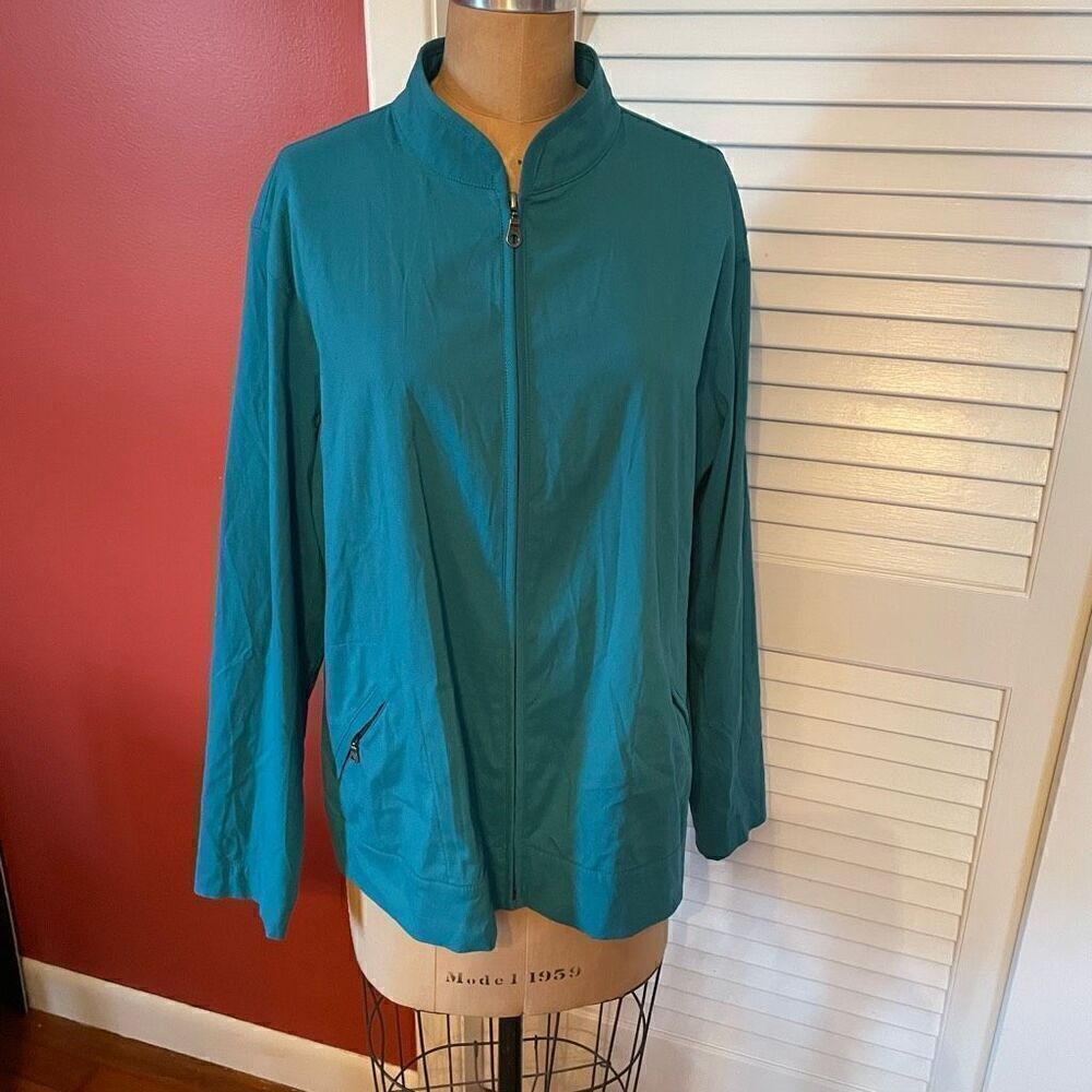 ADDITIONS BY CHICO’S | teal athletic zip up jacket with pockets size 3 or L
